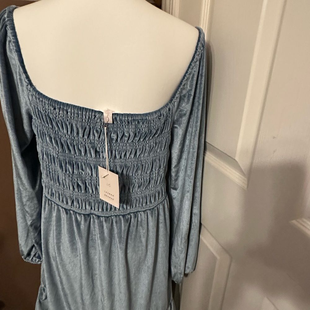 LC Lauren Conrad blue Sundress with Square Neck and Bishop Sleeves NWT SizeLarge - Picture 5 of 6